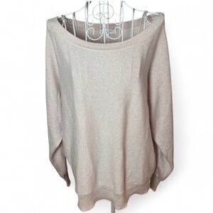 J. Society Women's L Light Pink Metallic Pullover Sweater Cotton Blend Dolman